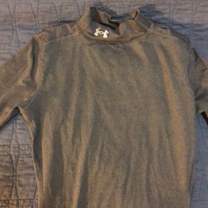 Gray under armour fitted cold gear mock turtleneck